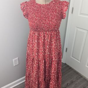 Floral Red Kids Dress
